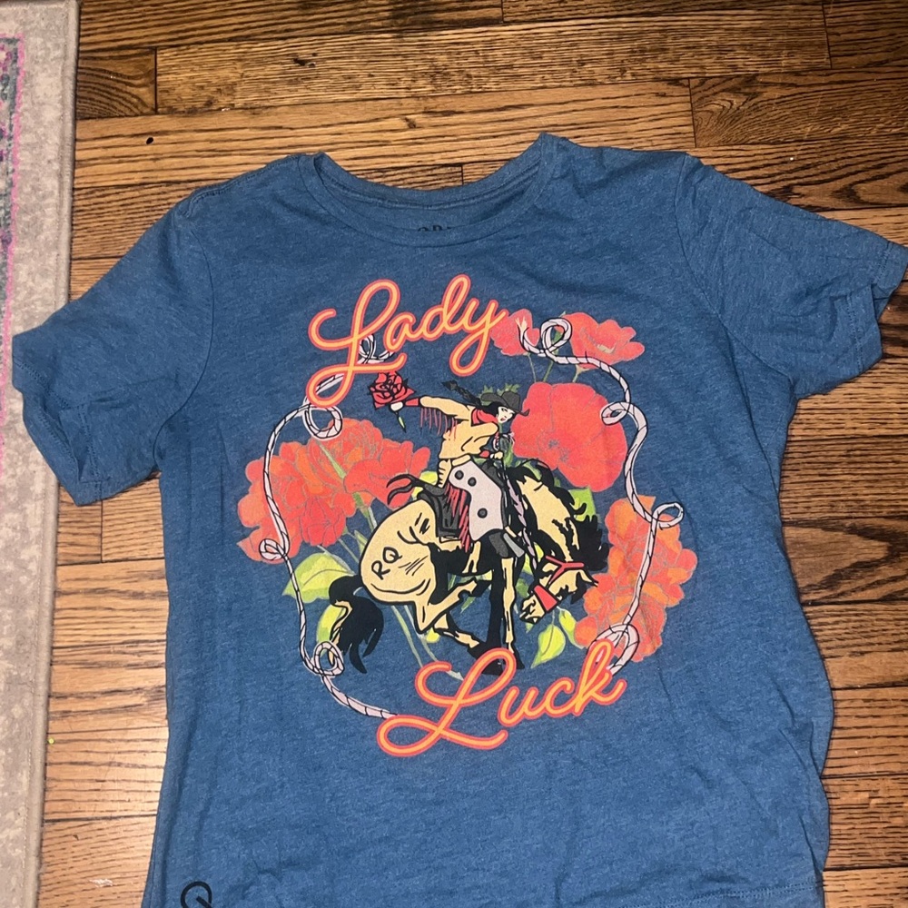 Rodeo Quincy Western Lady Luck Shirt in Blue